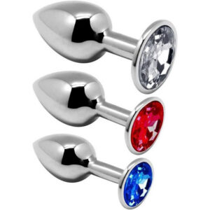Metal Plug Kit med tre metallpluggar i olika storlekar och glitterstenar