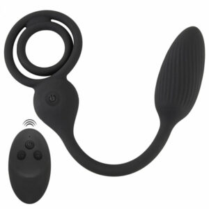Vibrerande analvibrator Ring med Plugg med töjbar potensring och ovalformad analplugg