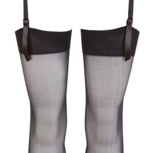 Spetshöfthållare Belt Stockings S/M i svart med matchande strumpor och blomstermönster