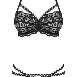 Joylace Set S/M spetsset med mjuk bh utan bygel och stringtrosa i halvtransparent material