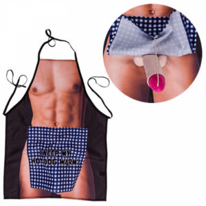 Förkläde Plush Penis med muskulös man och gömd penis-överraskning
