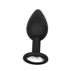 Dream Plug Sparkly S analplugg i svart silikon med gnistrande diamant