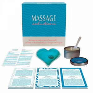 Massage Seductions erotiskt massagekit med ljus, lotion och instruktionskort för par
