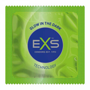 EXS Glow In The Dark självlysande kondom i transparent förpackning