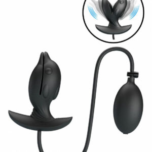 Uppumpningsbar vibrerande analplugg Flipper Inflate Plug med handblåsa