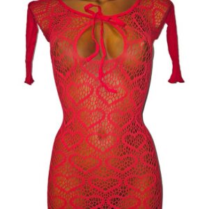 Heart Dress miniklänning i hjärtmönstrat nättyg med halvlånga ärmar och rosett framtill
