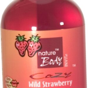Flaska med värmande massageolja Wild Strawberry i jordgubbesmak