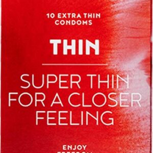 Thin extra tunn kondom av latex, transparent, profilerad med behållare