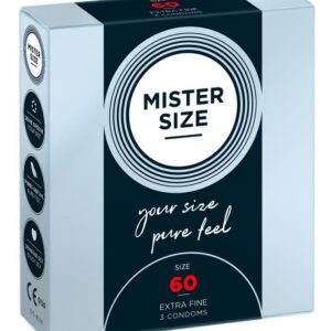 Mister Size 60 mm 3-pack kondomer i naturlatex med behållare