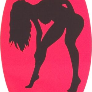 Lady-sticker i rött med svart kvinnosilhuett – stående och böjd variant