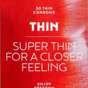 Profilerad tunnkondom Thin 30p i latex med glidmedelsbehandling
