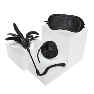 Shadow Tie & Tickle bondagekit innehåller fjäderkittling, ögonbindel och rep för mjuk BDSM