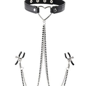 Amor Bröstklämmor & Choker Set med hjärtdesign och gummitippade ändar