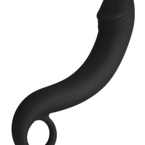 Forto F-19 böjd dildo i svart med flexibel design för G-punkt-stimulering