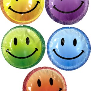 Smiley Face slät kondom av naturlatex med silikonbaserat glidmedel
