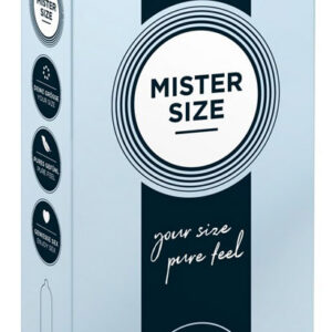 Förpackning med Mister Size 49 mm kondomer naturlatex 10-pack