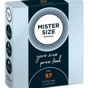Mister Size 57 mm kondomer i naturlatex, 3-pack förpackning med glidmedel