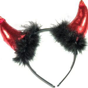 Diadem med röda djävulshorn och svarta fjädrar — Devils diadem-accessoire