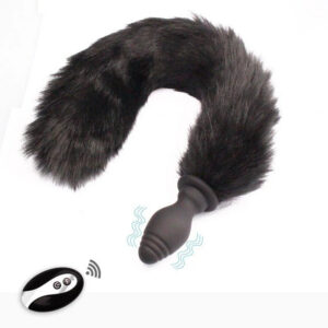 Fjärrstyrd buttplug med fluffig rävssvans och 10 vibrationslägen - diskret design
