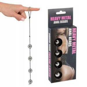Metallanalbeads Heavy Metal Anal Beads 35 cm på flexibel lina med handtag