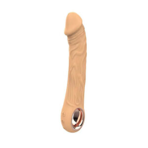 Realistisk vibrerande dildovibrator i beige silikon med flexibel konstruktion