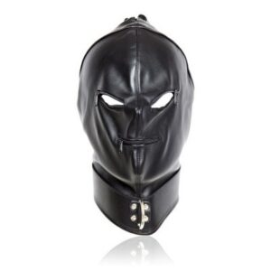 Bondagemask med dragkedjor för ögon och mun i mjukt PU-läder