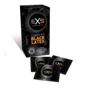 EXS Svarta Kondomer 12-pack latexkondomer av högkvalitativt material