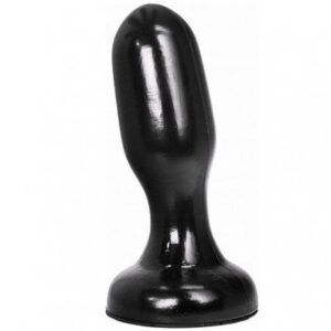 Buttplug All Black 19 cm med sugpropp i kroppssäker svart PVC