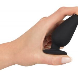 Mediumstor analplugg av mjuk silikon med ergonomisk form och PU-beläggning
