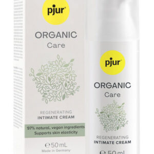 Förpackning av Pjur Organic Care vegansk intimkräm med naturliga ingredienser