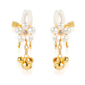 Bröstvårtsklämmor Pearl Nipple Clamps i guld med dekorativa pärlor och bjällror