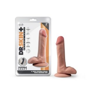 Realistisk dildo Dr. Skin 6 Inch med testiklar och sugkopp, kroppssäkert material