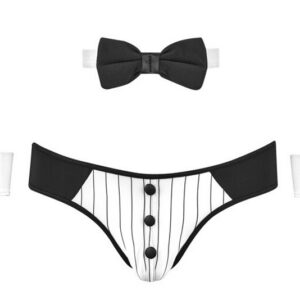 Butleroutfit Serve Pleasure Set L bestående av kalsonger, manschetter och fluga