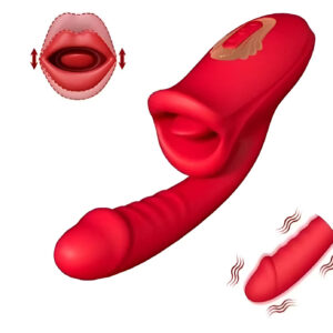Dildovibrator med tunga i TPE och ABS med två motorer för dubbel stimulans