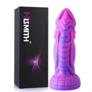 Böjd dildo Hismith 8 tums i medicinsk silikon med spiralstruktur och sugkopp