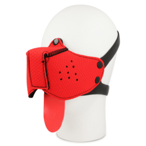 Röd BDSM-hundmask Ohmama med ansiktskydd och justerbara remmar