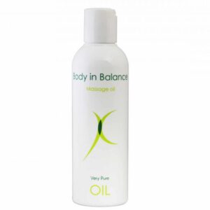 Flaska med Body in Balance intim massageolja 200 ml, lugnande och närande olja