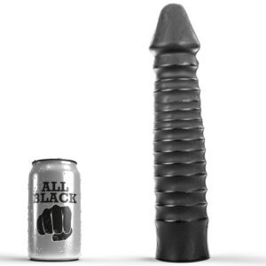ALL BLACK dildo 26 cm med realistisk design och detaljerat ollon