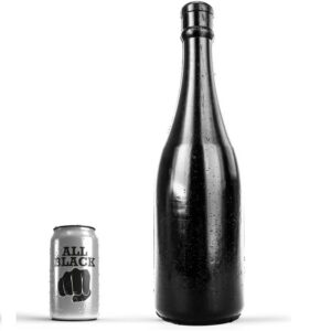 Svart champagneflaska-formad butt plug All Black Bottle på 39,5 cm