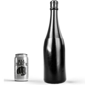 Bottle analleksak i champagneflaskeformat, 34,5 cm lång, svart PVC-material