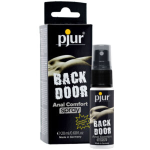Back Door Anal Comfort Spray med panthenol och aloe vera i transparent flaska