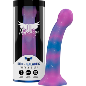 Böjd fantasy dildo Dion Galactic med vinklade spets i galaktisk design