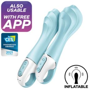 Uppblåsbar vibrator SATISFYER Air Pump 5+ i silikon med fjärrkontrollapp