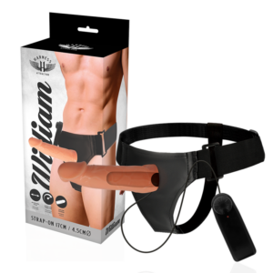 Ihålig William harness-överdrag 17x4,5 cm med vibrator och naturlig färg