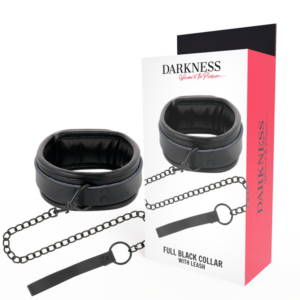 Svart DARKNESS Bondage Halsband och Koppel Set för dominans