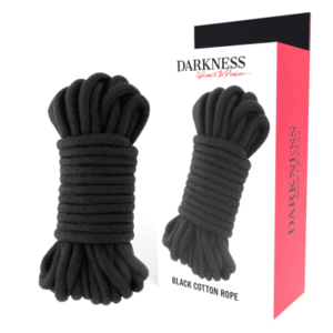 Svart bondage rep i 100% bomull, 10 meter långt och följsamt