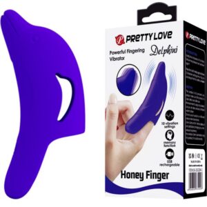 Delphini fingervibrator i silikon och ABS med 10 vibrationsinställningar