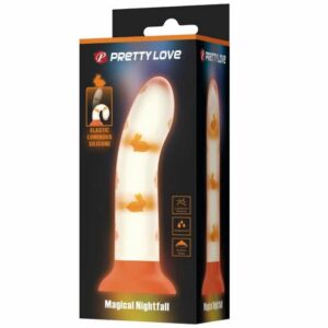 Orange Magical Nightfall dildo med självlysande design, gjord av kroppssäkert material