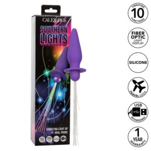 Anal plug Southern Lights med lysande fiberoptik och vibration
