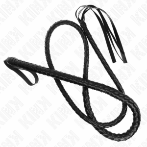 Svart ormpiska Long Black Snake Whip 210 cm med långt räckvid för BDSM-lek
